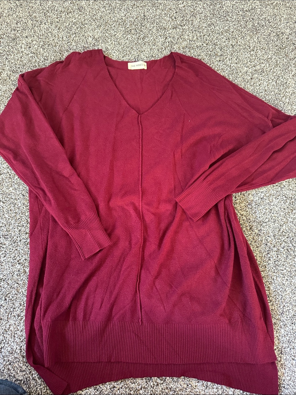 The Nine West V-Neck Long Sleeve Tunic - Cabernet